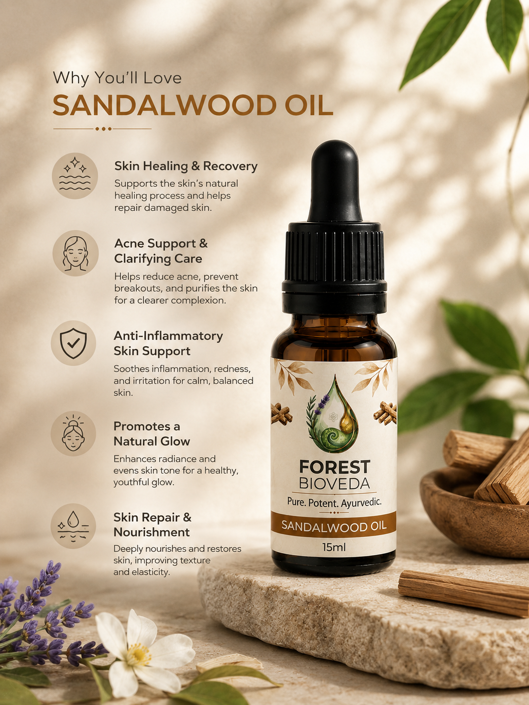 Sandalwood Oil for Radiant & Even-Toned Skin